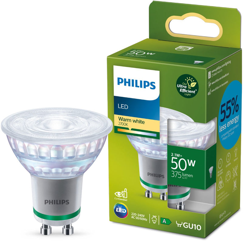 Philips LED Spot LED Philips ultra efficiente - 50w - gu10 - luce bianca calda