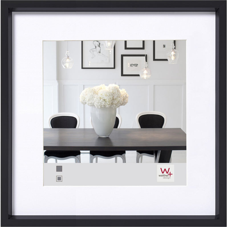 Stile Walther in acciaio - cornice in plastica - misura foto 20x20 cm - nera