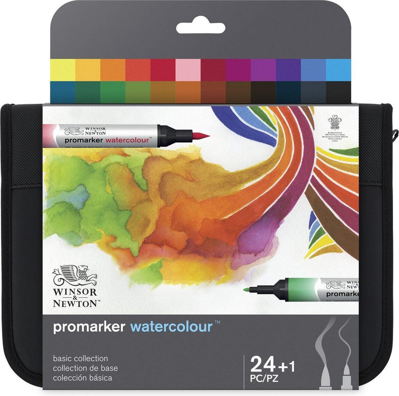 Winsor Newton 0290171 promarker acquerello 24 pezzi astuccio collezione basic | pennarelli acquerellabili professionali