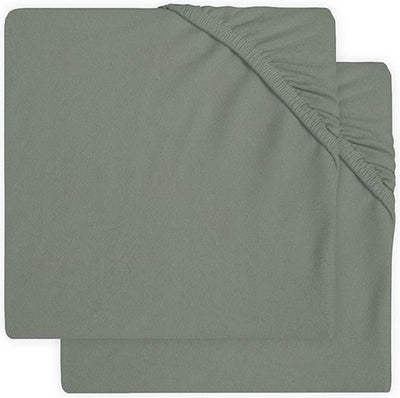 Jollein - lenzuolo con angoli per culla in jersey (verde cenere - 2 pezzi) - cotone - 60x120 cm