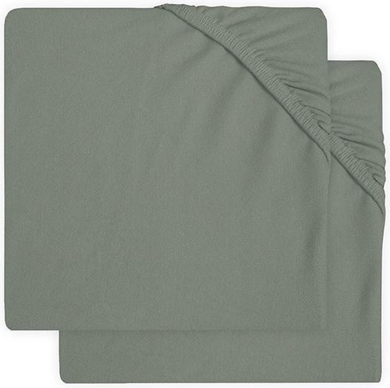 Jollein - lenzuolo con angoli per culla in jersey (verde cenere - 2 pezzi) - cotone - 60x120 cm
