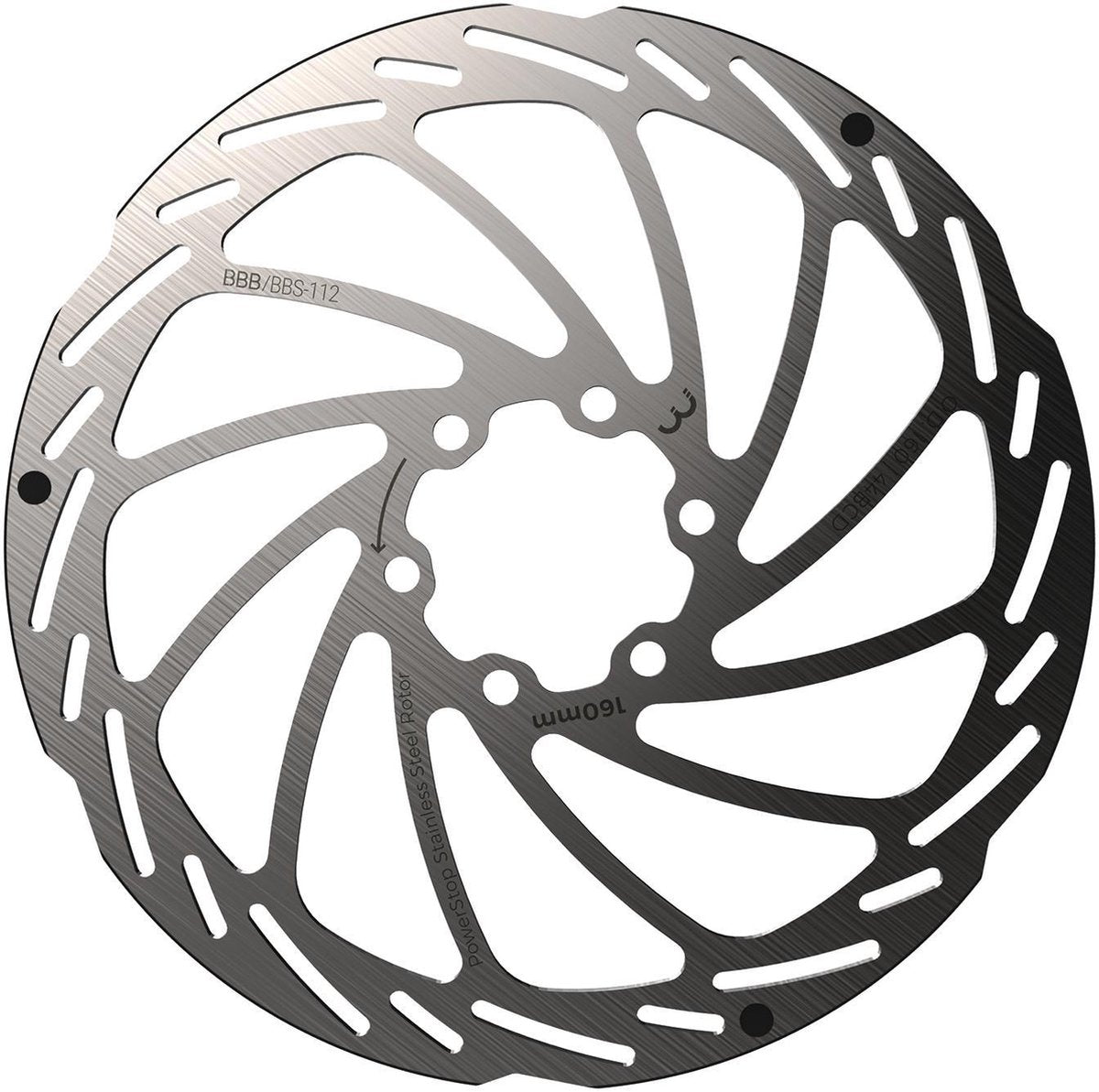 Bbb cycling schijfrem powerstop 6-gaats remschijf bbs-112 - zilver - 160 mm