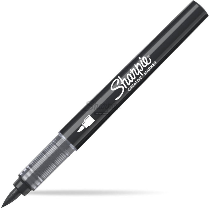 Pennarelli creativi Sharpie Pennarelli a vernice acrilica | punta del pennello | pennarelli a vernice a base acqua | l'inchiostro non fuoriesce ed è adatto alla maggior parte delle superfici | nero | 6 pezzi