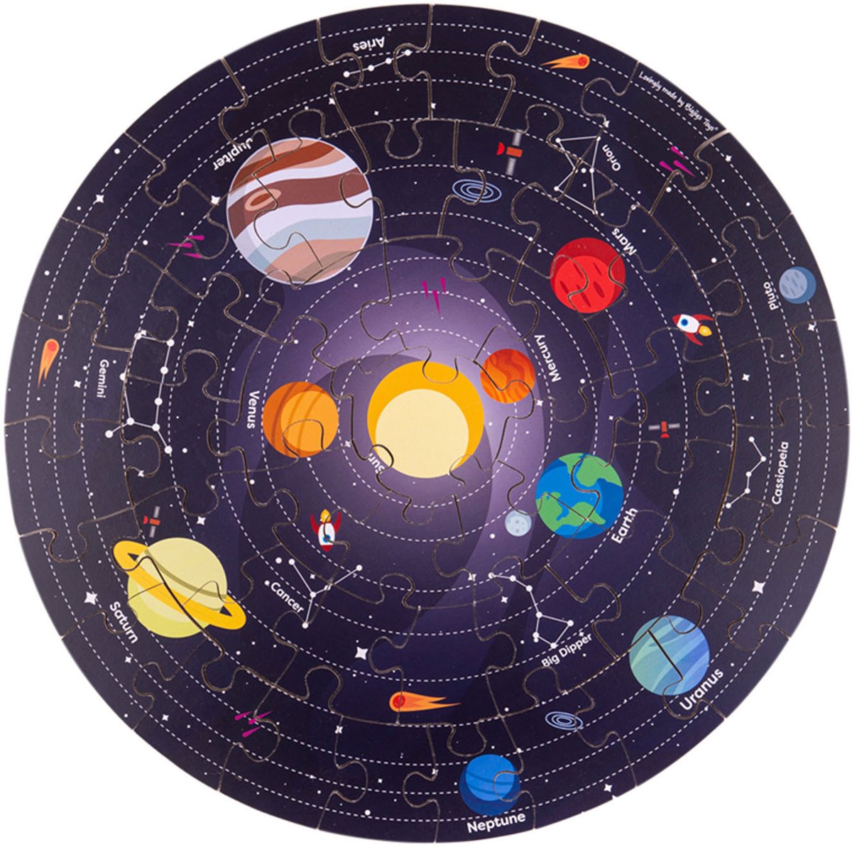 Sistema solare puzzle di bigjigs round, 39 cm