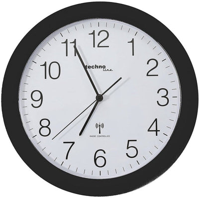 Technoline wt 8000 nero - orologio da parete - analogico - rotondo - finestra in plastica - display dell'ora radiocontrollato - nero