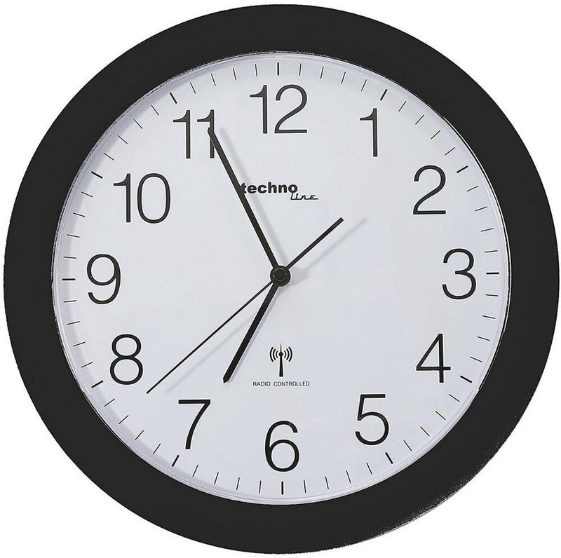 Technoline wt 8000 nero - orologio da parete - analogico - rotondo - finestra in plastica - display dell'ora radiocontrollato - nero