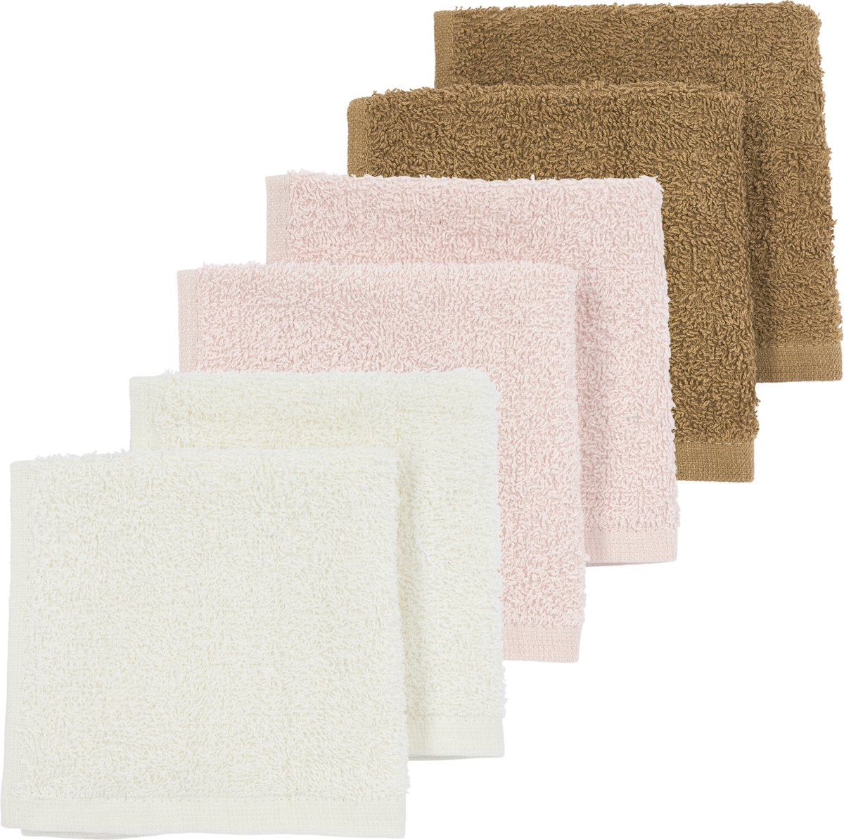 Meyco baby uni monddoekjes - 6-pack - badstof - offwhite soft pink toffee - 30x30cm