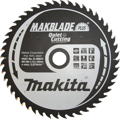 Lama per sega circolare Makita per legno | makblade-plus | Foro asse ø 260mm 30mm 48t - b-09824