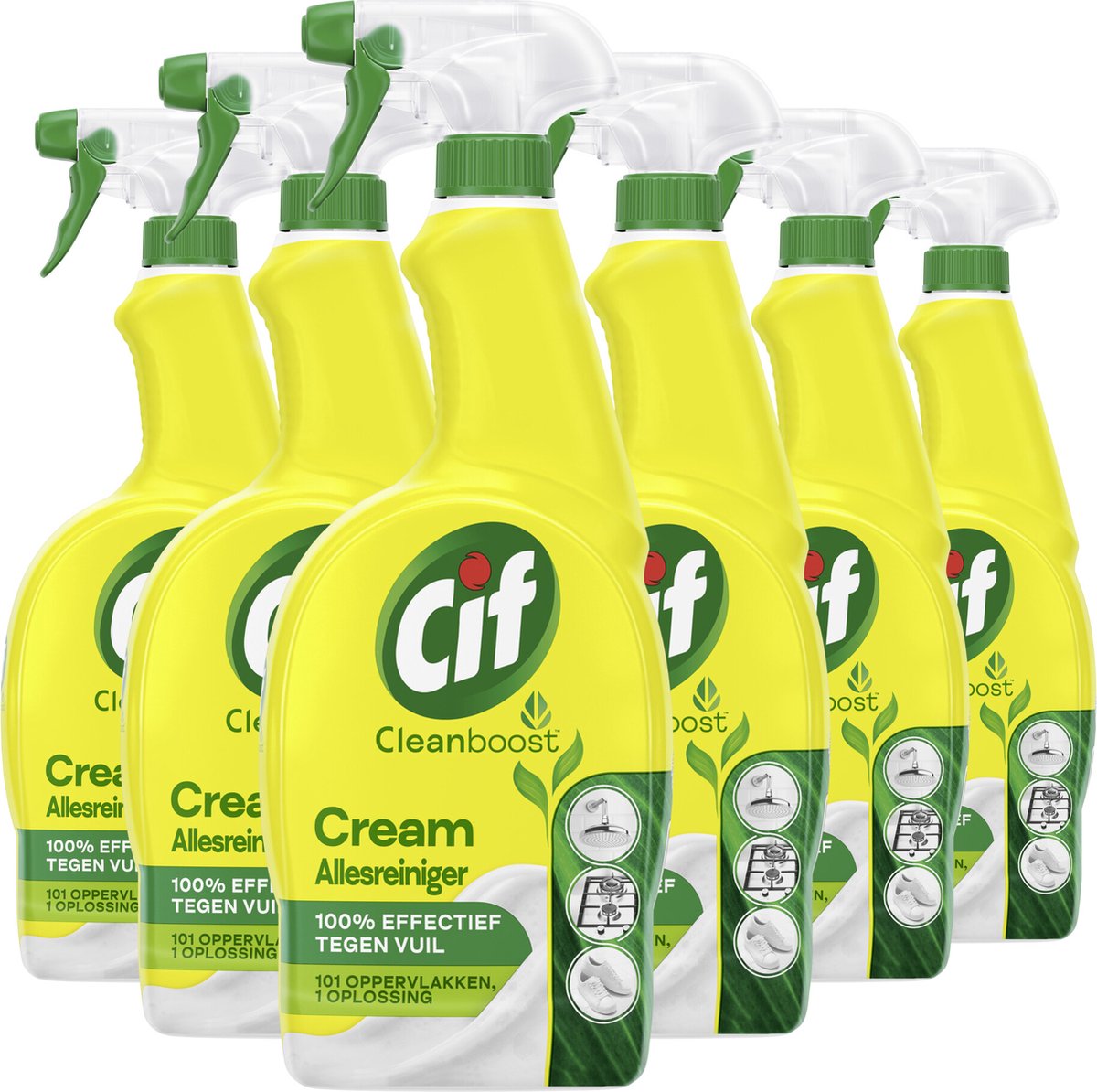 Cif - cleanboost - detergente multiuso spray - crema - 6 flaconi x 700 ml - confezione risparmio