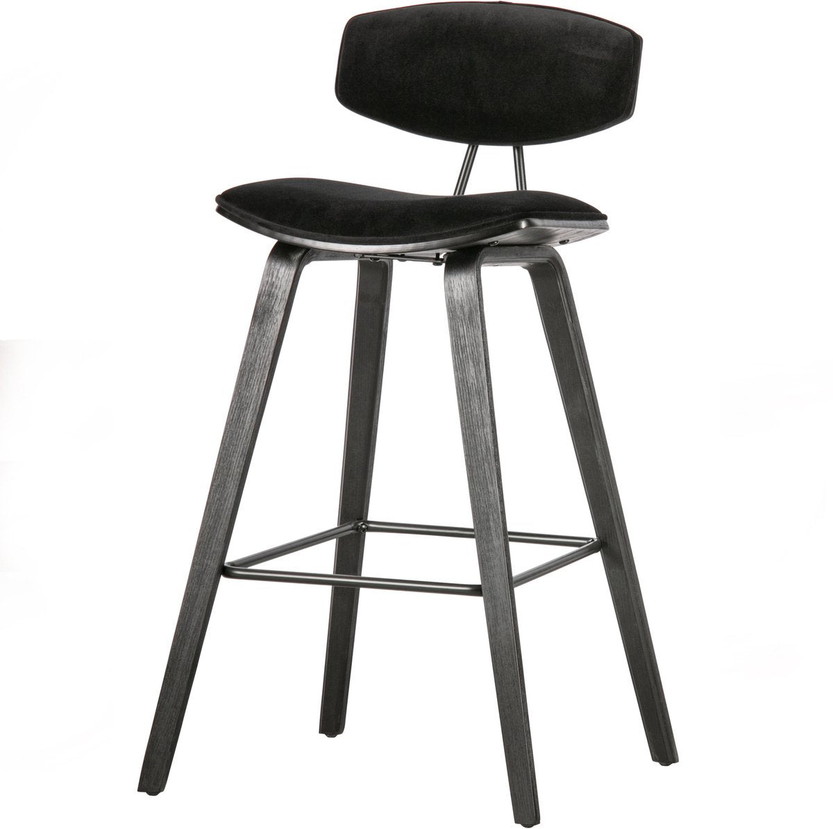 Sedia da bar Woood Senn - tessuto in velluto - nero - 91x42x48 cm