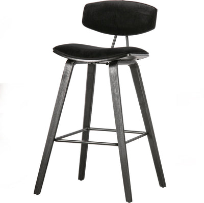 Woood senn barstoel - velvet stof - zwart - 91x42x48 cm