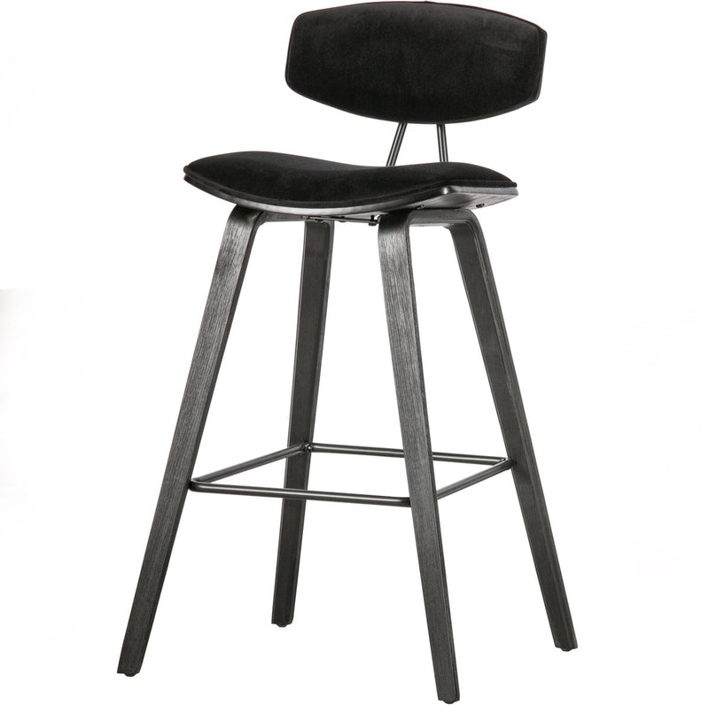 Sedia da bar Woood Senn - tessuto in velluto - nero - 91x42x48 cm