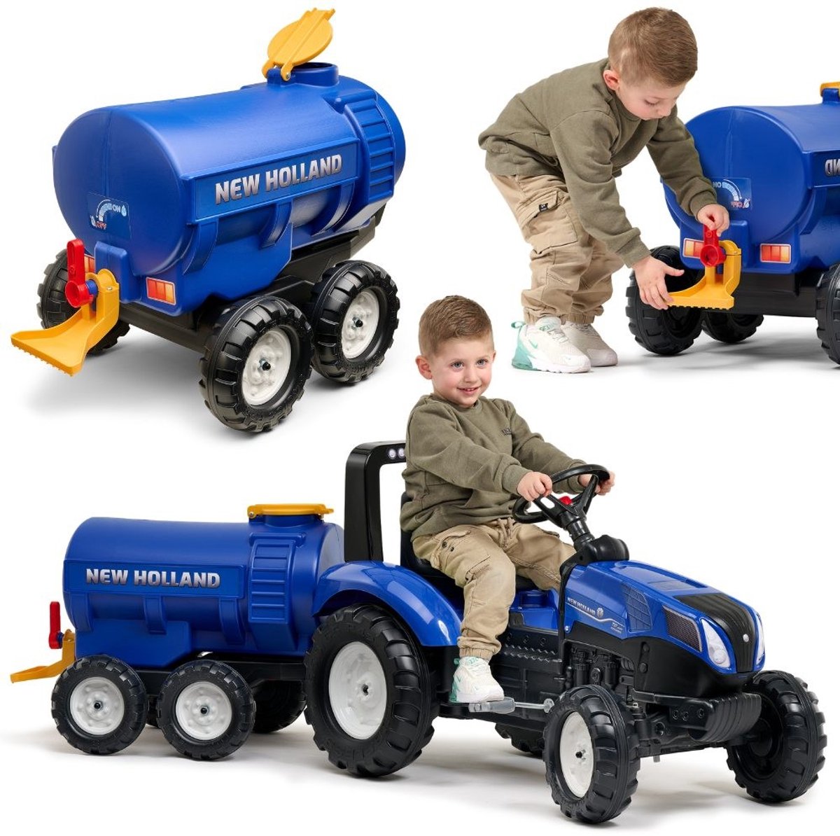 Camion cisterna Falk New Holland - capacità 30 l - blu - adatto per trattori (3-7 anni) - 100% made in France