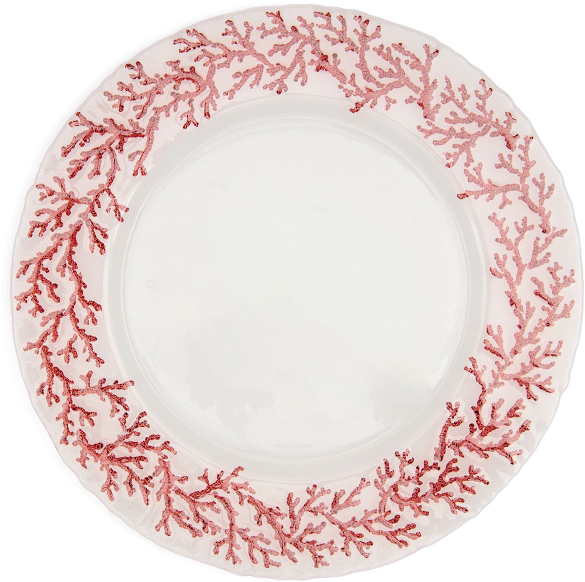 Plato llano Riviera maison redondo, coral transparente - plato oasis coral, plato para servir - vidrio - (øxh)33x2