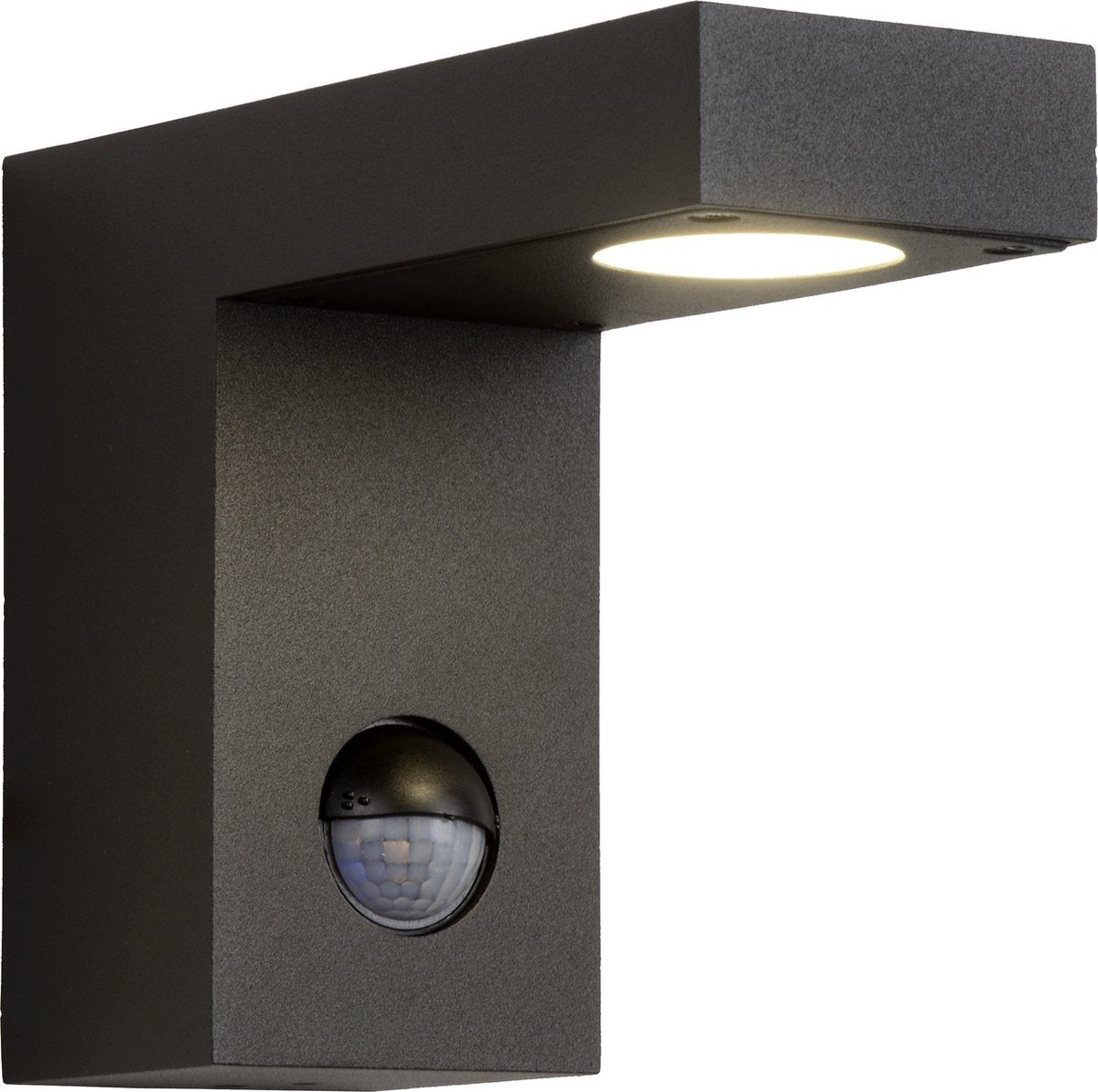 Lucide texas-ir - wandspot wandlamp binnen buiten - led - 1x7w 3000k - ip54 - beweging dag nacht sensor (uitschakelbaar) - antraciet