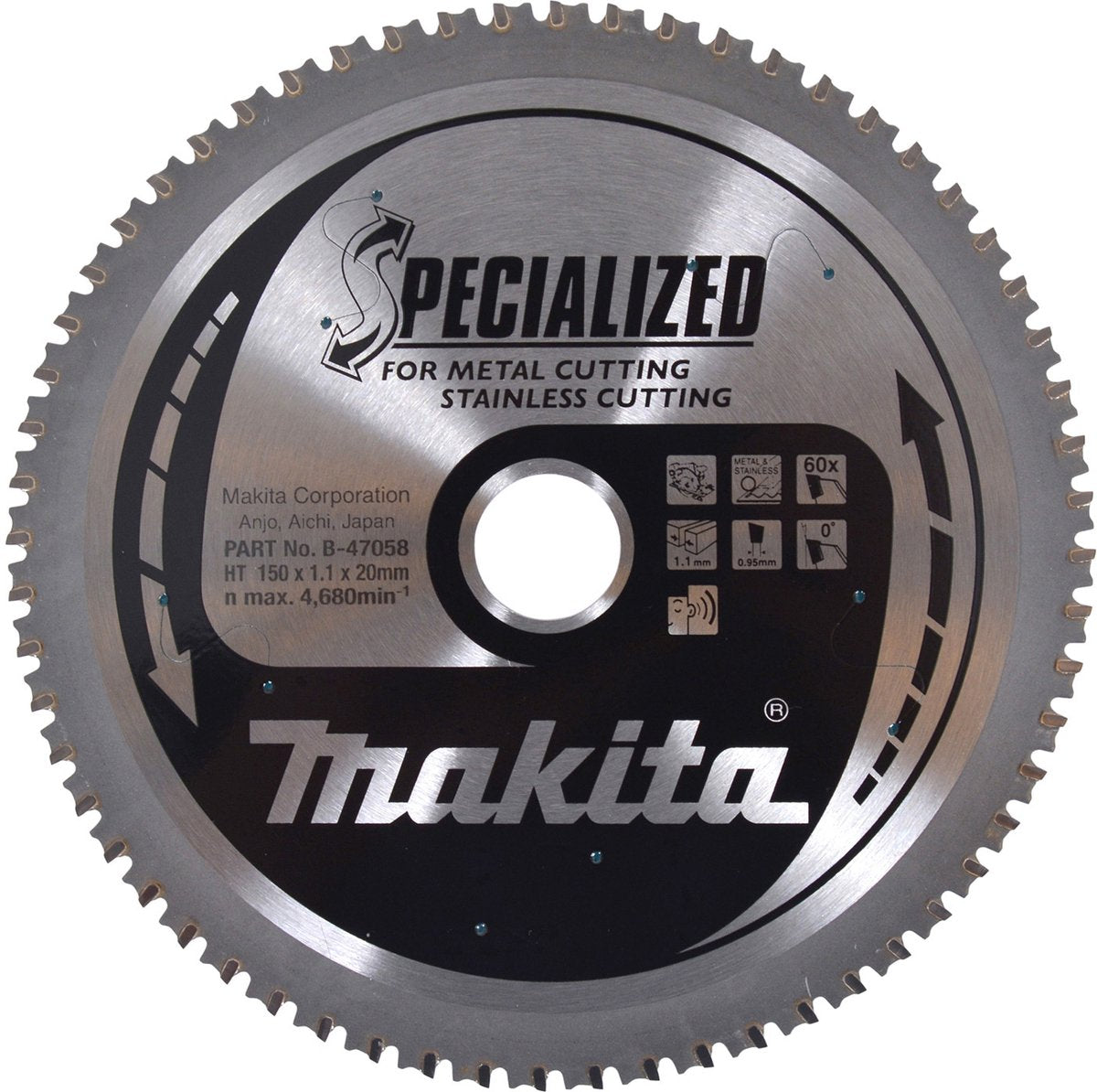 Makita cirkelzaagblad voor rvs staal | specialized | ø 150mm asgat 20mm 60t - b-47058