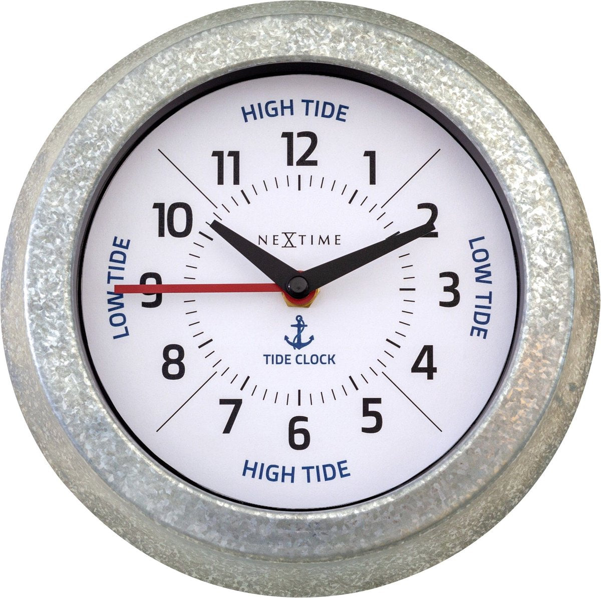 Nexttime tide – orologio da parete con maree – 22 cm – metallo – galvanizzato bianco argento
