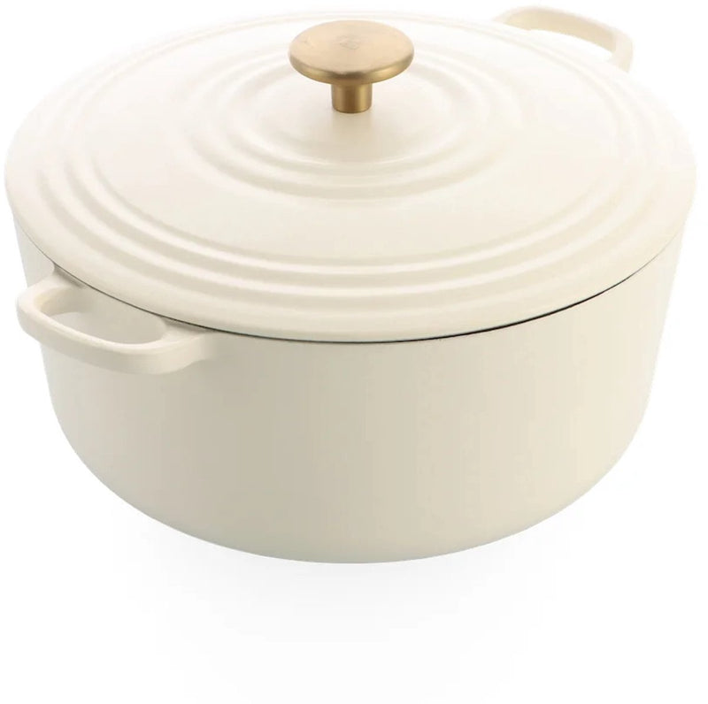 Casseruola in ghisa bordeaux Bk 28 cm 6,7 l - casseruola a induzione - casseruola in ghisa - utilizzabile in forno fino a 230 gradi - coperchio con anelli salvagoccia - interno smaltato bianco - bianco crema