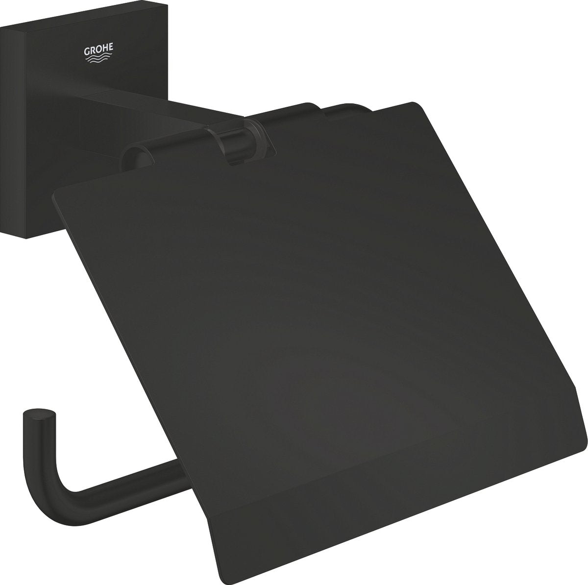 Grohe quickfix start cube toilet roll holder - with lid - matte black