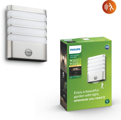 Philips LED Philips Raccoon outdoor wall lamp - with sensor - 1 light - stainless steel