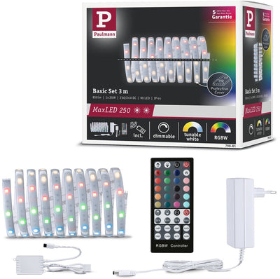 Paulmann maxled 250 led strip basic set 3m rgbw+ 3m coated 20w 270lm m 30 leds m rgbw+ 36va