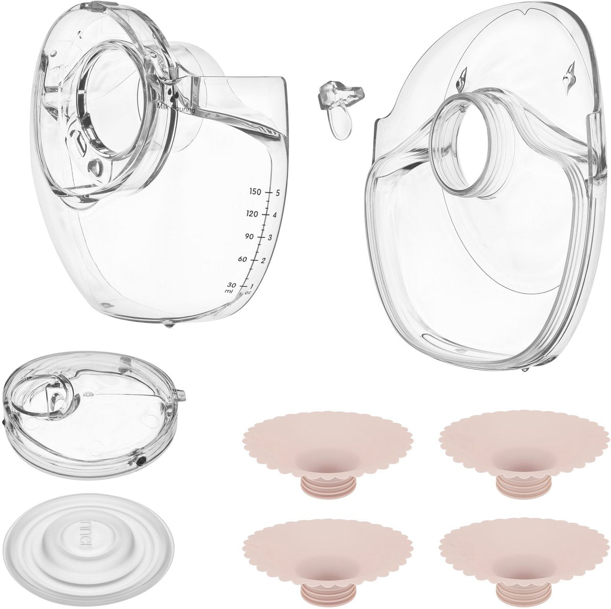 Lionelo set di ricambi fidi free slim – originale adatto per il tiralatte fidi free slim e fidi free slim duo – 4 coppe per il seno in silicone (17–24 mm) – membrana, valvola, camera d'aria serbatoio per il latte