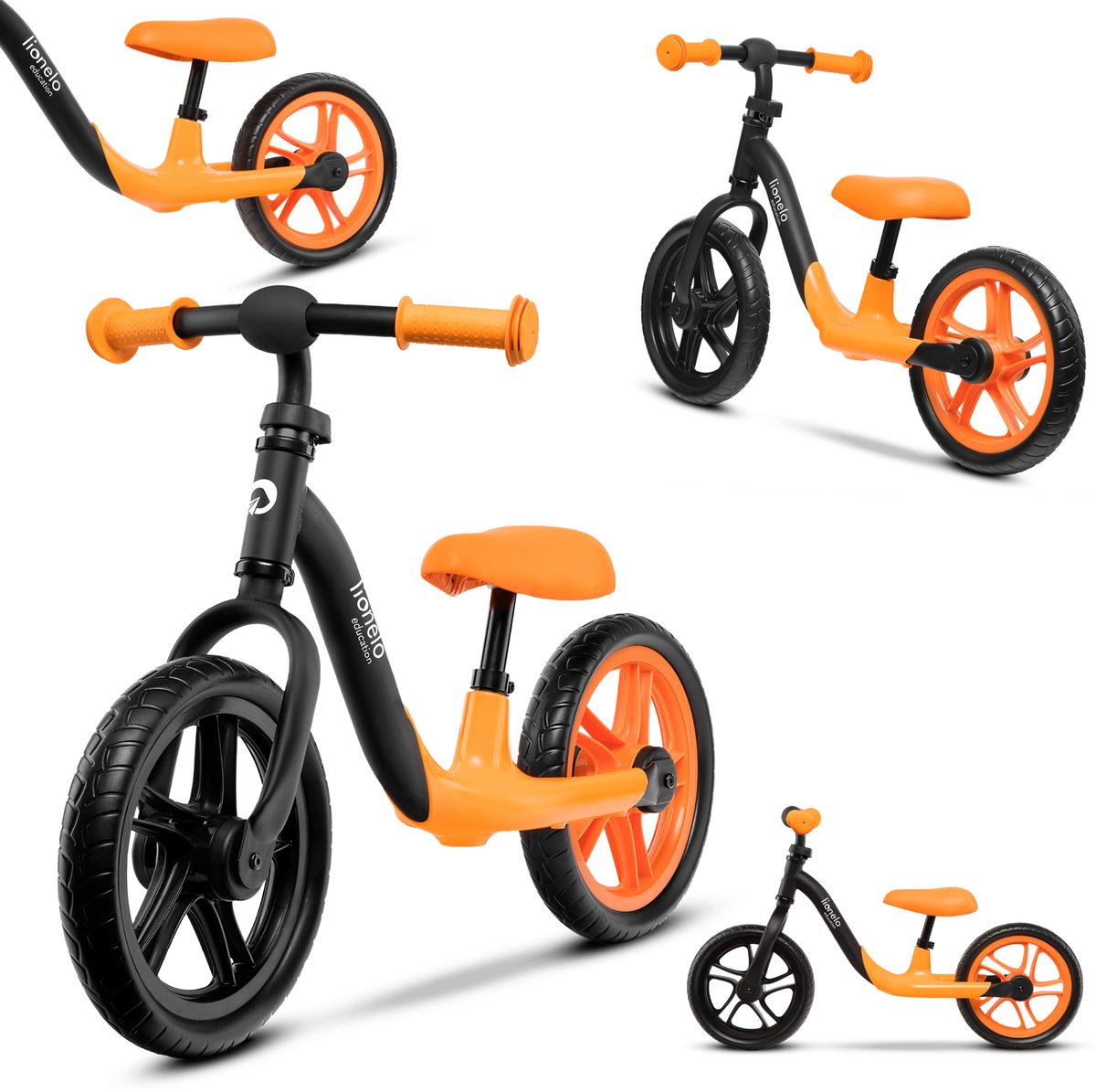 Lionelo Alex – balance bike for children 3-6 years – up to 30kg – 12 EVA foam wheels – balance bike – safely adjustable – non-slip handles footrest – boys girls – baby bike
