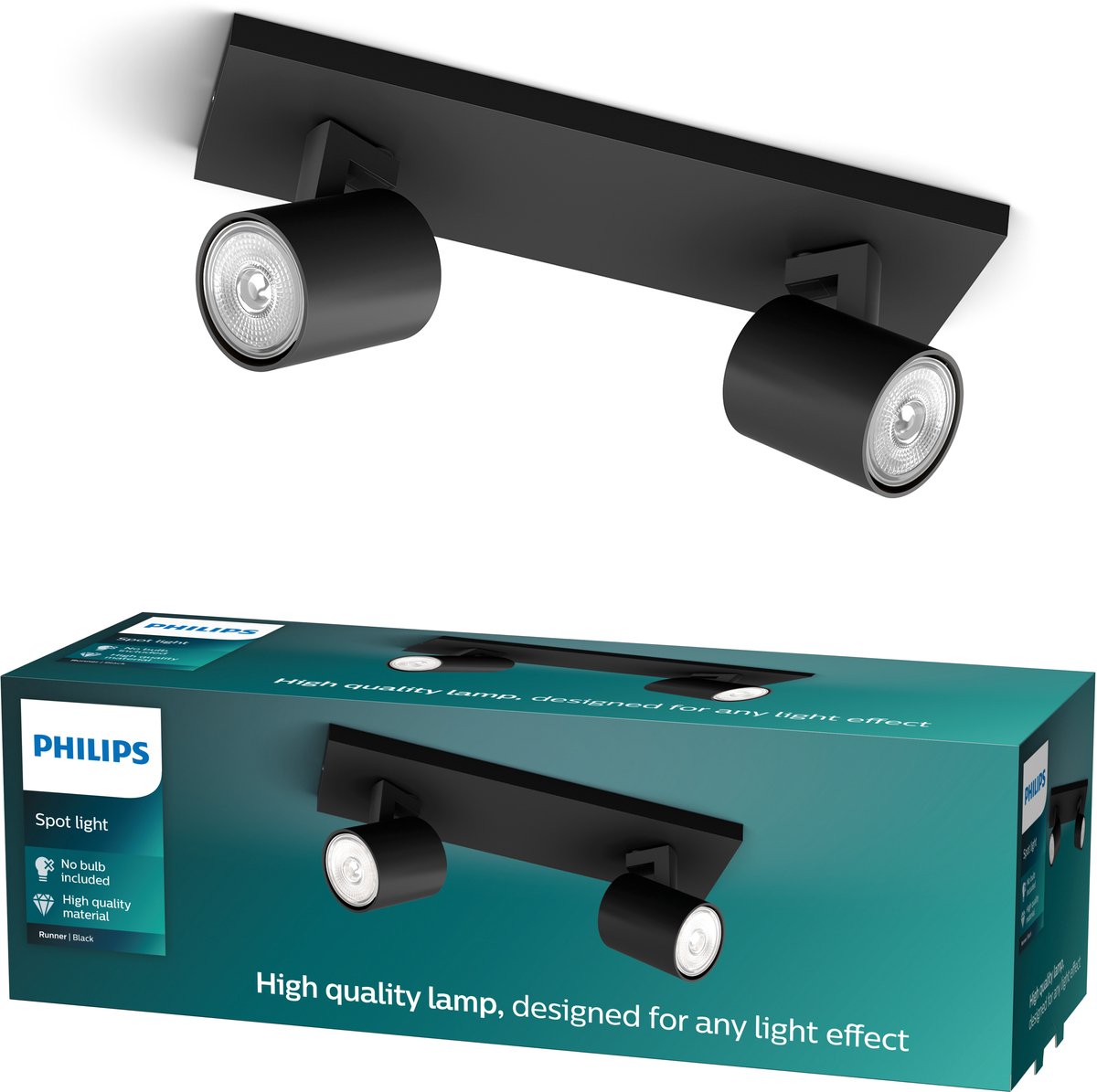 Philips Faretto da superficie LED Philips Runner - 2 luci - nero