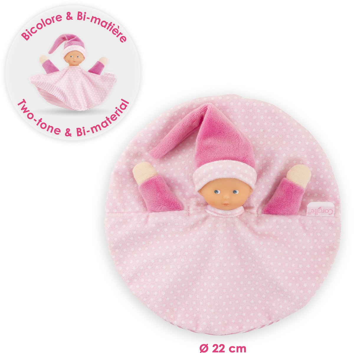 Corolle Tidoudou - pink cuddle cloth, 17 cm