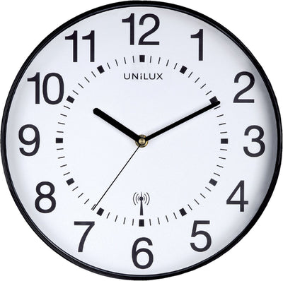 Unilux maxi wave clock radio-controlled - black and white - ø 37.5 - round