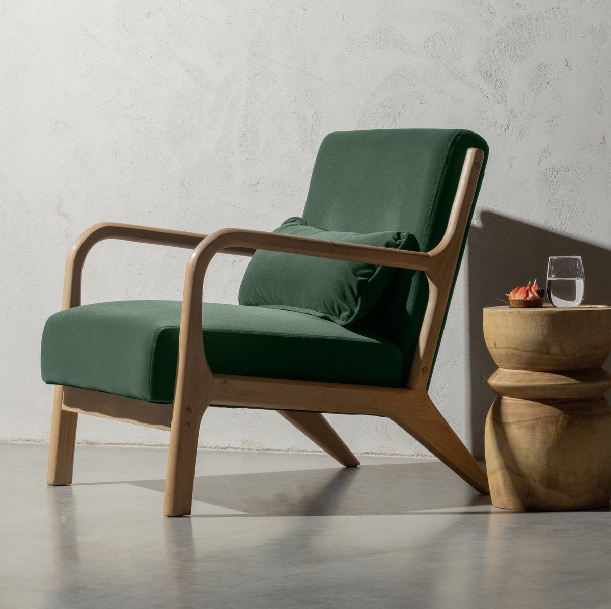 Sillón Woood Mark - terciopelo - verde botella - 75x67x82
