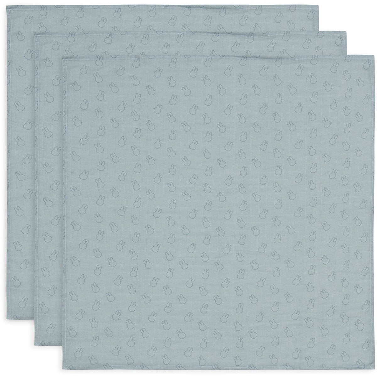 Jollein x Miffy - paño hidrofílico pequeño 70x70cm - paños para eructar - algodón suave - 3 piezas - siluetas de miffy verde mar