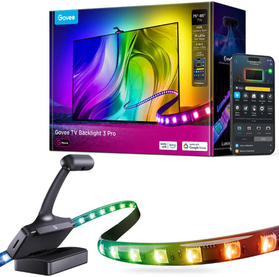Govee TV backlight 3 pro - Illuminazione LED intelligente per TV da 75-85 pollici - Tripla fotocamera HDR - Compatibile con i materiali