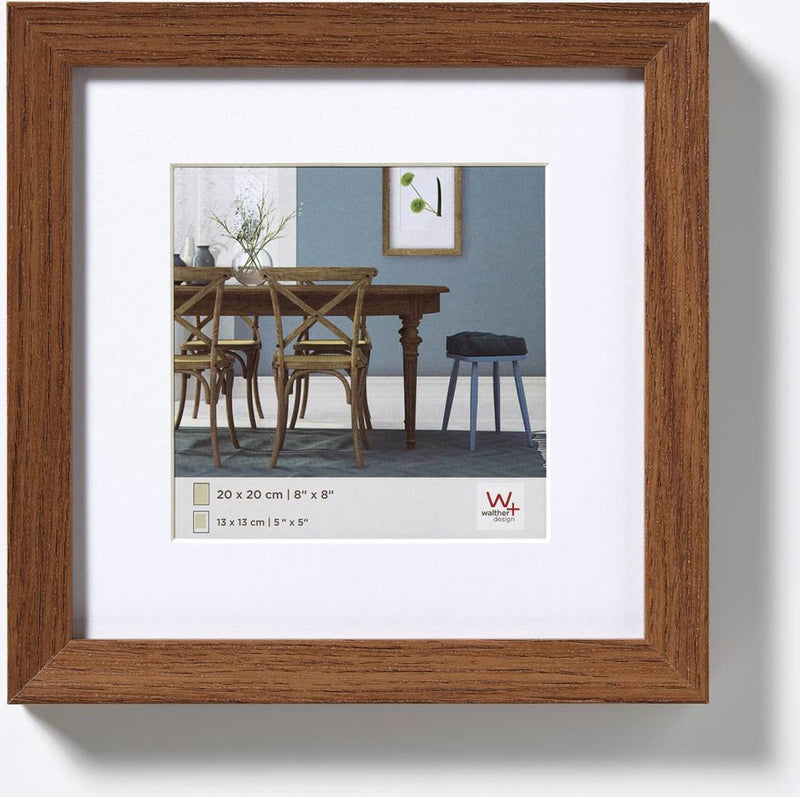 Walther fiorito - cornice in legno mdf - misura foto 20x20 cm - rovere moro