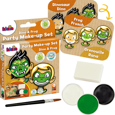 Set de maquillaje para fiestas Klein Toys 'dino frog' - tres pastillas de pintura en verde, blanco y negro - certificado según ISO 16128 - multicolor