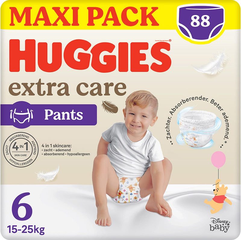 Calzoncitos de pañales para bebé Huggies ® extra care, talla 6 (de 15 a 25 kg), 88 pañales con cinturilla elástica suave y diseños de Disney, maxi pack