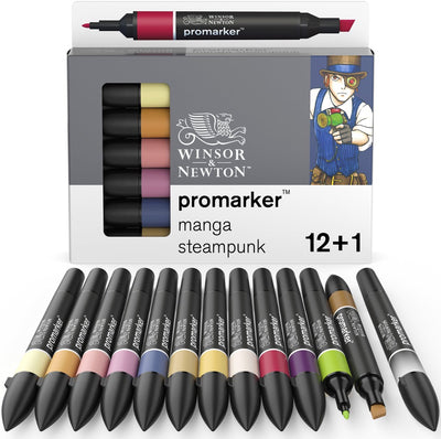 Conjunto steampunk manga 12+1 promarker™ de Winsor newton | marcadores de diseño profesionales marcadores de alcohol