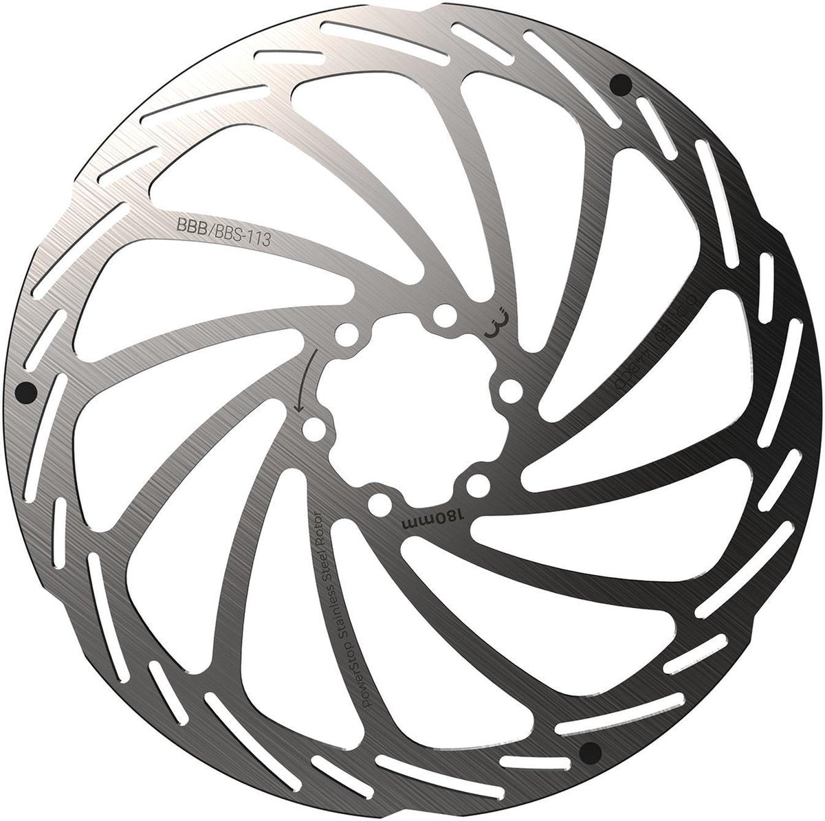 Bbb cycling schijfrem powerstop 6-gaats remschijf bbs-113 - zilver - 180 mm