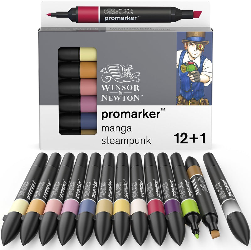 Winsor newton promarker™ 12+1 set manga steampunk | Pennarelli professionali per layout, pennarelli ad alcool