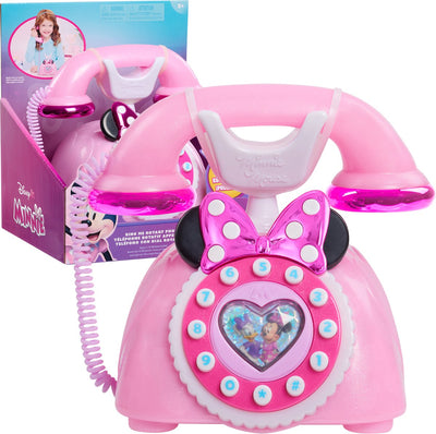 Just Play Disney Junior Minnie Mouse teléfono giratorio tradicional rosa - con sonido ligero