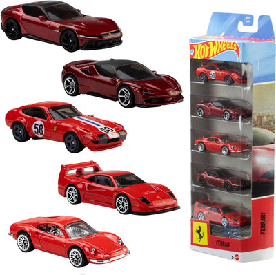Hot wheels ferrari - juego de 5 coches de juguete ferrari de metal