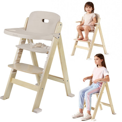 Lionelo floris high chair 3in1 with cushions - wooden dining chair, high chair with footrest chair up to 40 kg - 4-stage adjustable seat and footrest - removable table, safety harness - Scandinavian design, grows with the child