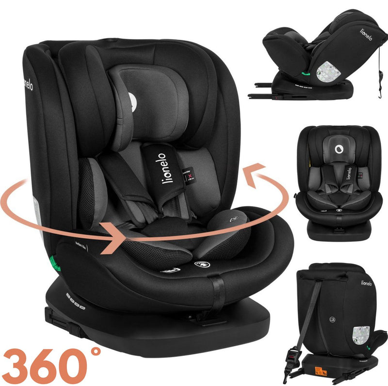 Lionelo Bastiaan 4in1 - seggiolino auto isofix ruotabile a 360° - dalla nascita a 12 anni (40-150 cm gruppo 0 1 2 3) - rwf fwf - memory foam - protezioni laterali - completamente regolabile - seduta comoda e ampia - seggiolino auto i-size