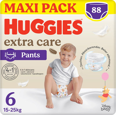Huggies ® extra care baby diaper pants, size 6 (15 to 25kg), 88 diapers with soft elastic waistband and Disney designs, maxi pack