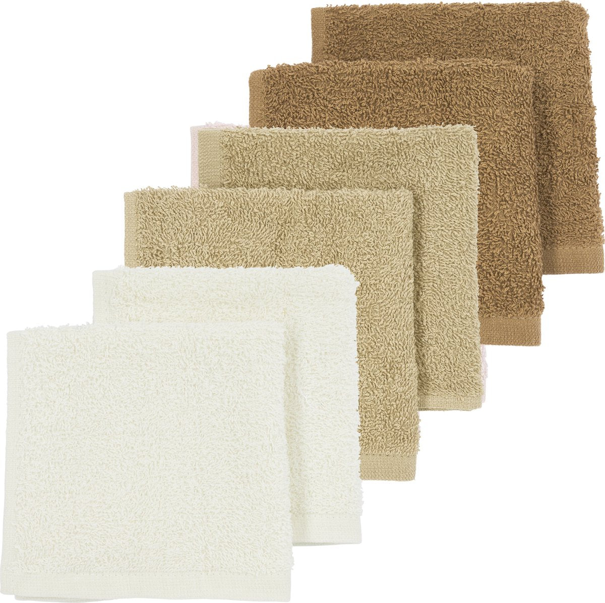 Meyco baby uni monddoekjes - 6-pack - badstof - offwhite sand toffee - 30x30cm