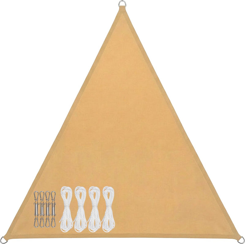 Telo ombreggiante Abbey Camp - pes - 3,6x3,6x3,6m - sabbia - telo parasole - anelli in acciaio inossidabile - parasole