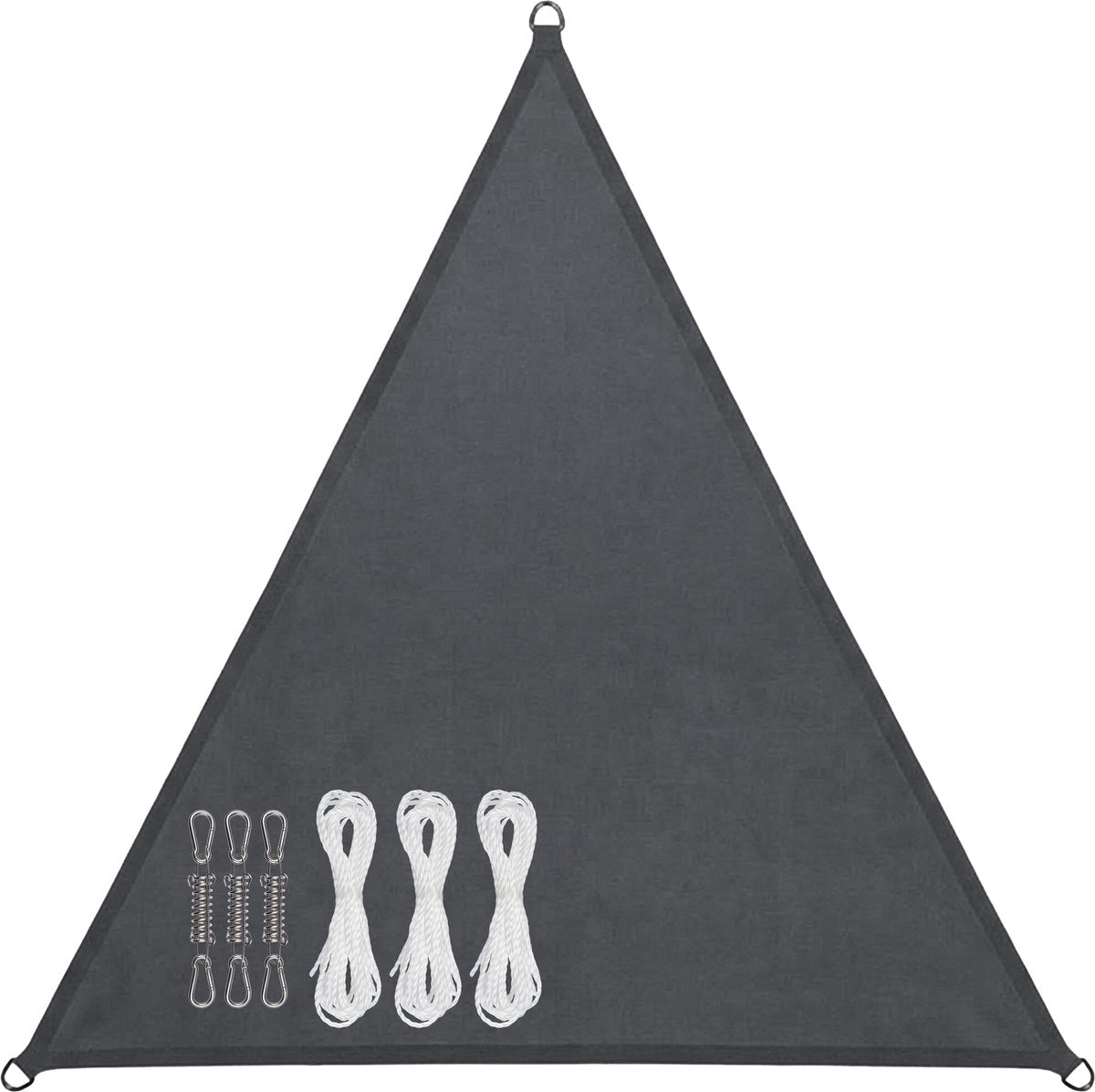 Abbey camp schaduwdoek - pes - 3.6x3.6x3.6m- grijs - zonnedoek - rvs ringen - sunshade
