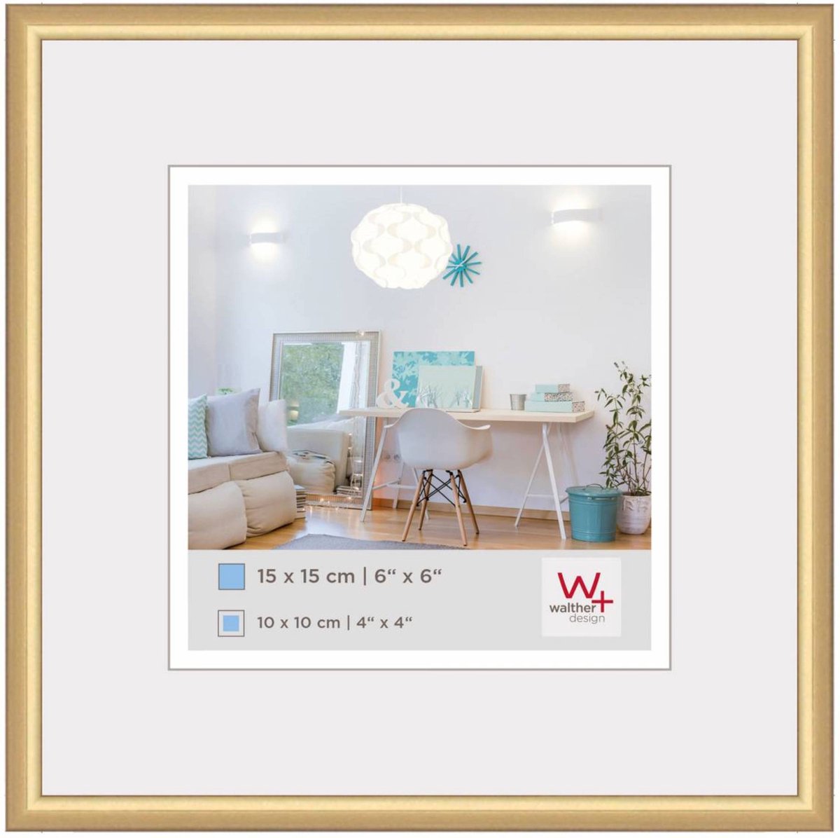 Walther new lifestyle - cornice in plastica - misura foto 15x15 cm - oro