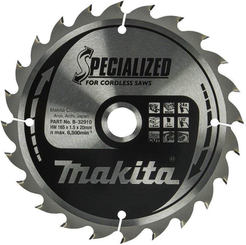 Accesorios makita hoja de sierra circular madera 165x20x1.5 24t 20g - b-32910