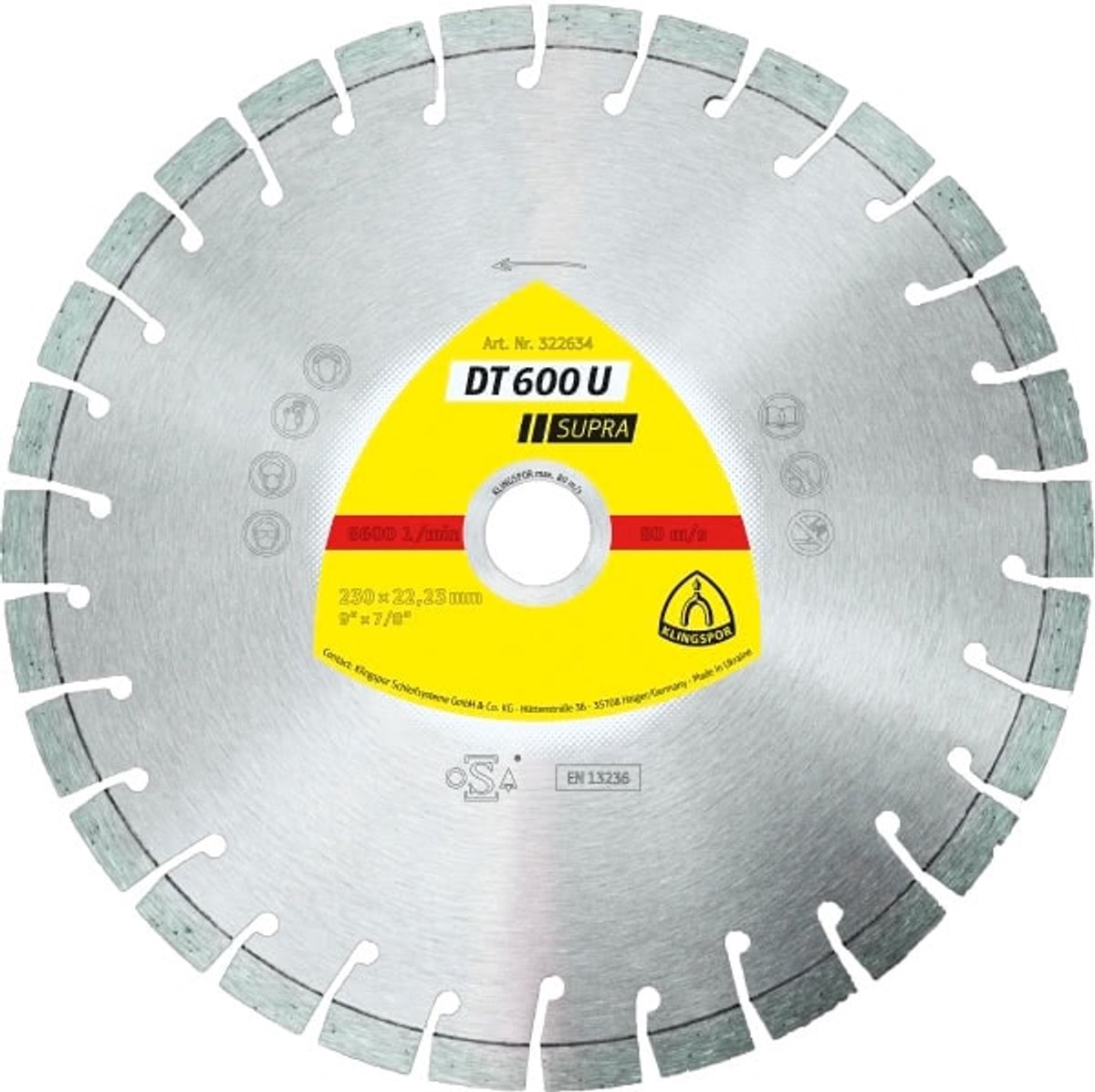 Disco da taglio diamantato Klingspor dt 600 u supra d.230mm alesaggio.22...